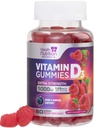 비타민 D3 Gummies 5000 IU (125 mcg) - 트리플 강도 뼈와 면역 지원, 비타민 D 거미 규정식 보충교재, 자연의 베리 D 비타민 보충, 라즈베리 맛, 비 GMO - 60 Gummies