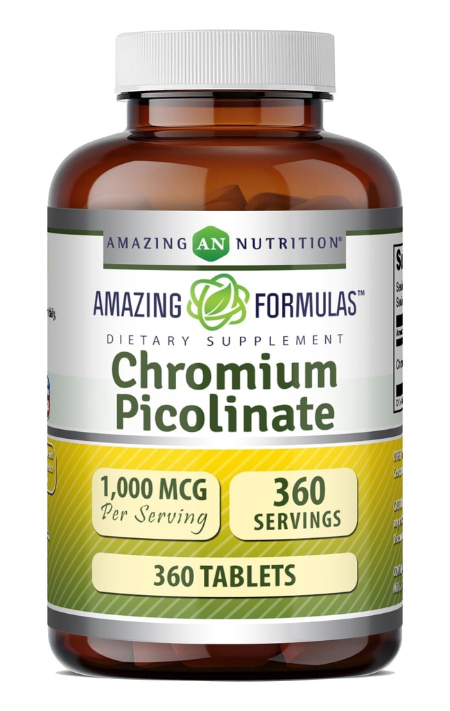 Amazing Formulas Chromium Picolinate 1000 Mcg | 태블릿 보충 | Non-GMO | 글루텐 프리 | 미국 (1 팩 | 360 개)