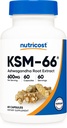 Nutricost KSM-66 Ashwagandha 뿌리 추출물 600mg의 60의 Veggie 모자 - BioPerine - 가득 차있 스펙트럼 뿌리 추출물을 가진 5% Withanolides -