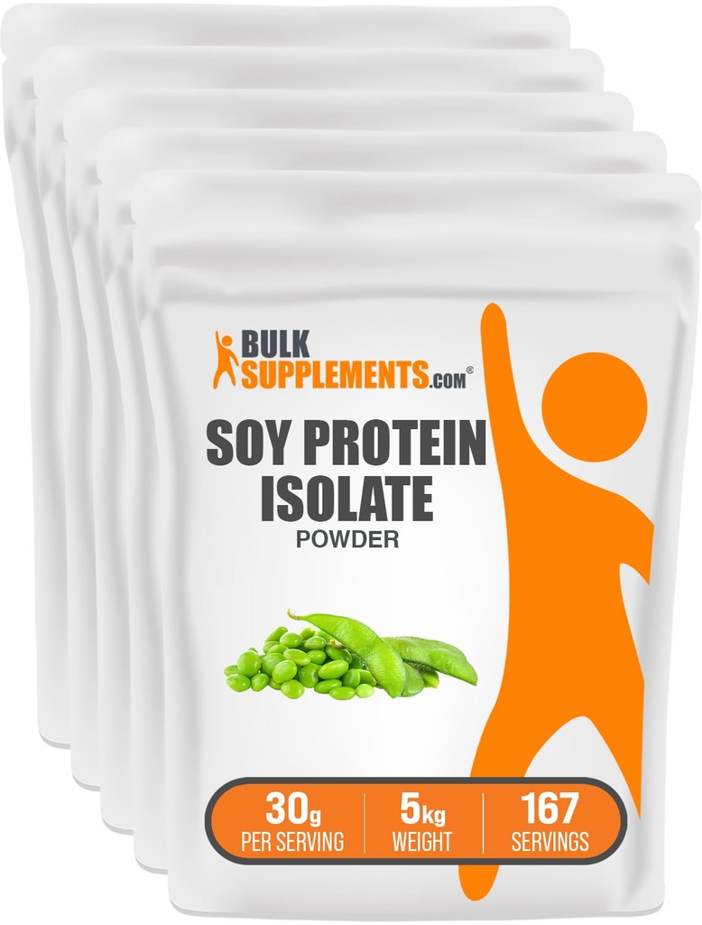 BulkSupplements.com Soy Protein Isolate Powder - Vegan Protein Powder, Unflavored - 순수하고 글루텐 무료, 서빙 당 30g, 1kg (2.2 파운드) (팩 5)
