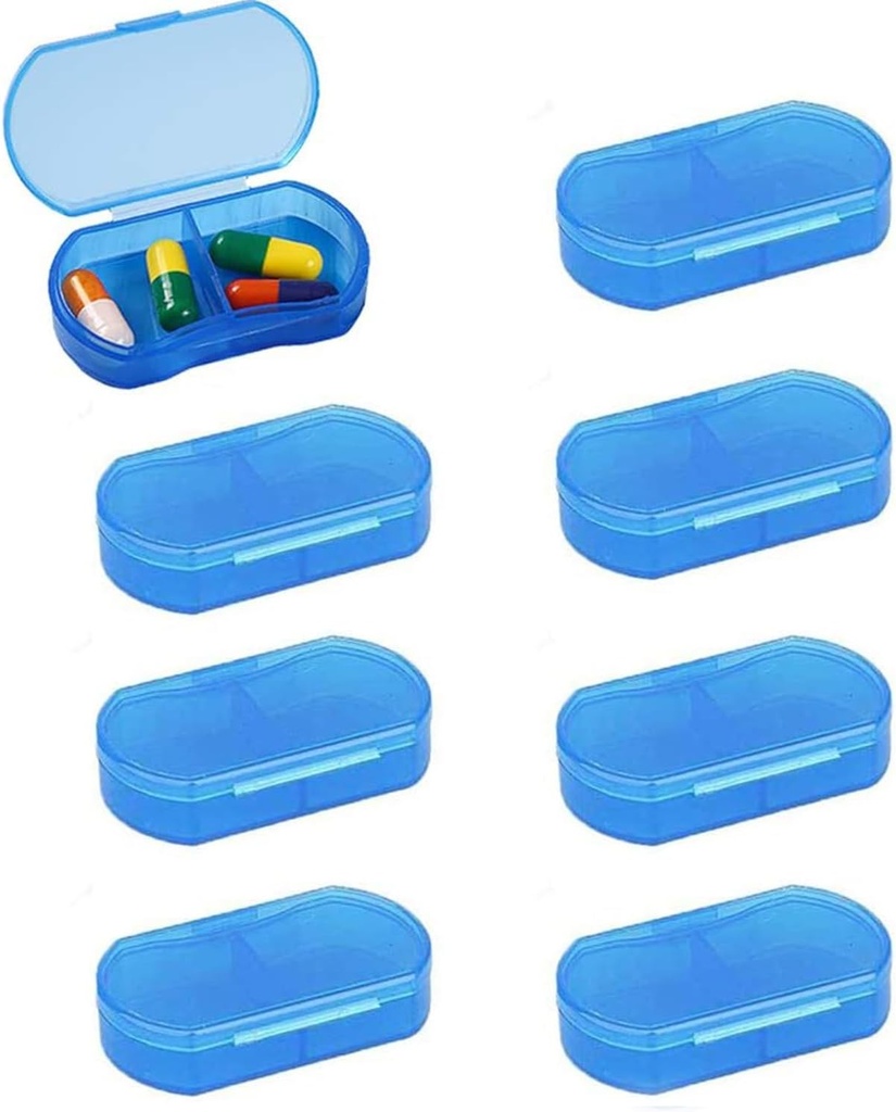 8PCS 알약 케이스 조직자 소형 작은 알약 홀더, 매일 AM & PM 콘테이너, 약 홀더, Medication, 비타민, 보충교재를 위한 이상, 여행, Purse (파란)를 위한 이상을 위해 완전히 하십시오