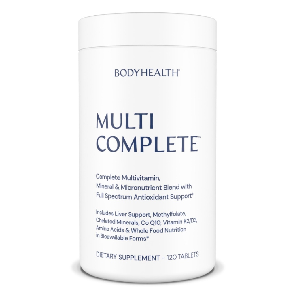 BodyHealth Multi Complete (120 Ct) 전체 식품, 무기물, 산화 방지제, 유기 녹색 식품 농축물 및 Liver Detox Extracts, Vegan 및 Non GMO가있는 남성 및 여성을위한 일일 멀티 비타민
