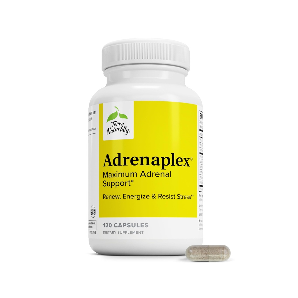 Terry Naturally Adrenaplex - Adrenal Gland Function Supplement - 비타민 C 및 B6와 함께 동맥 지원 - 건강한 Adrenal 기능을 지원하는 다이어트 보충 - 120 캡슐