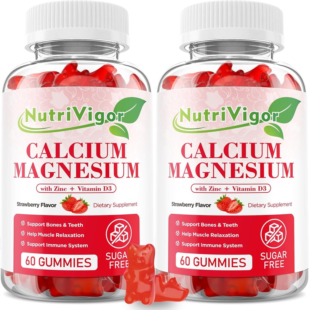 높은 흡수 마그네슘 300mg를 가진 칼슘 마그네슘 아연 Gummies, 뼈를 위한 D3를 가진 칼슘 보충교재, 근육 & 아이를 위한 면역성이 있는 지원 & 성인, 딸기 풍미, 120 조사