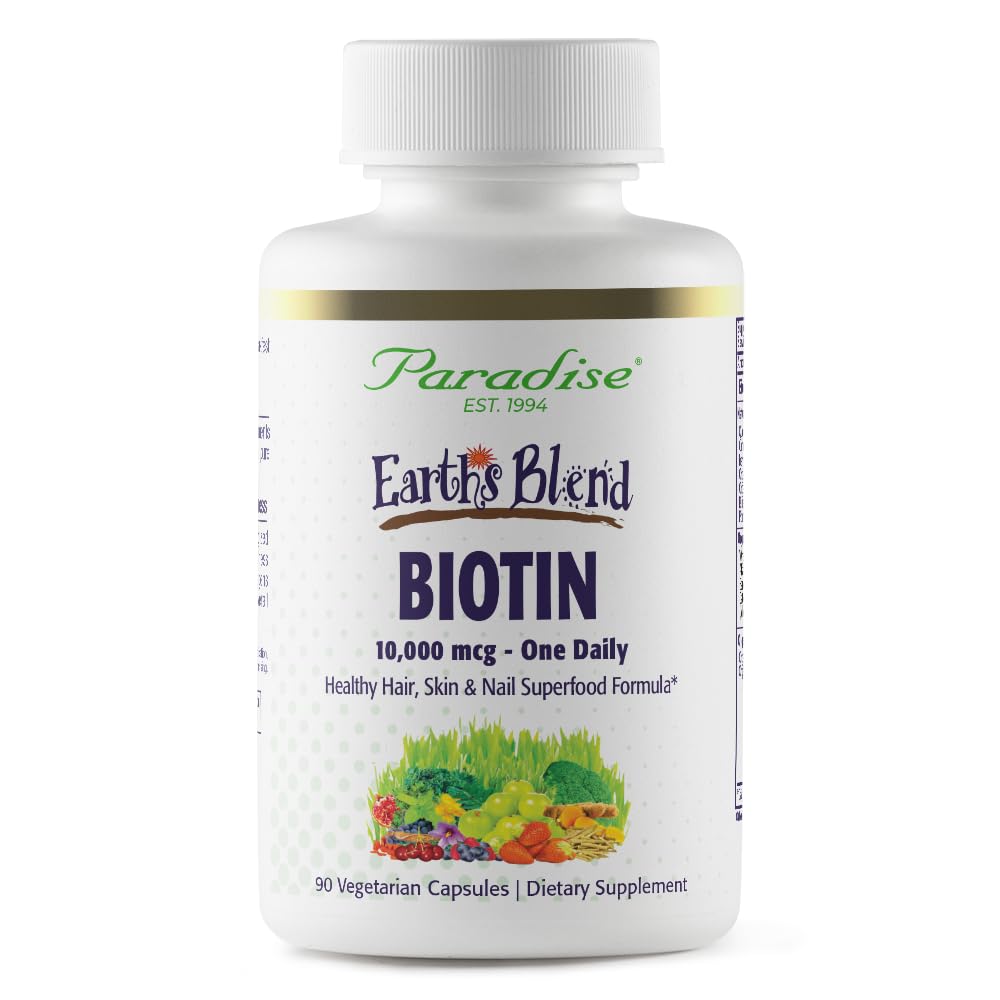 파라다이스 허브 지구의 혼합 Biotin 보충교재, 머리, 피부 & 못, 전체적인 몸 건강, Vegan, 비 GMO, 글루텐, 90 채식 캡슐