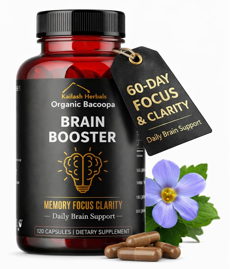 Bacopa, 유기 뇌 부스터, Nootropic 뇌 보충교재, Bacopa Monnieri/Brahmi, 정신 Sharpness를 위해, 초점, 기억, 그리고 Cognitive 웰니스, 120의 캡슐 500mg의 2 달 공급