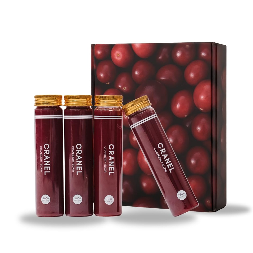 CRANEL UTI 지원 Cranberry Elixir, 4X 병 (달 공급) 임상적으로 입증 및 항생제 무료, 3,000 Real Cranberry (Tart Taste) Vegan & Non-GMO로 포장