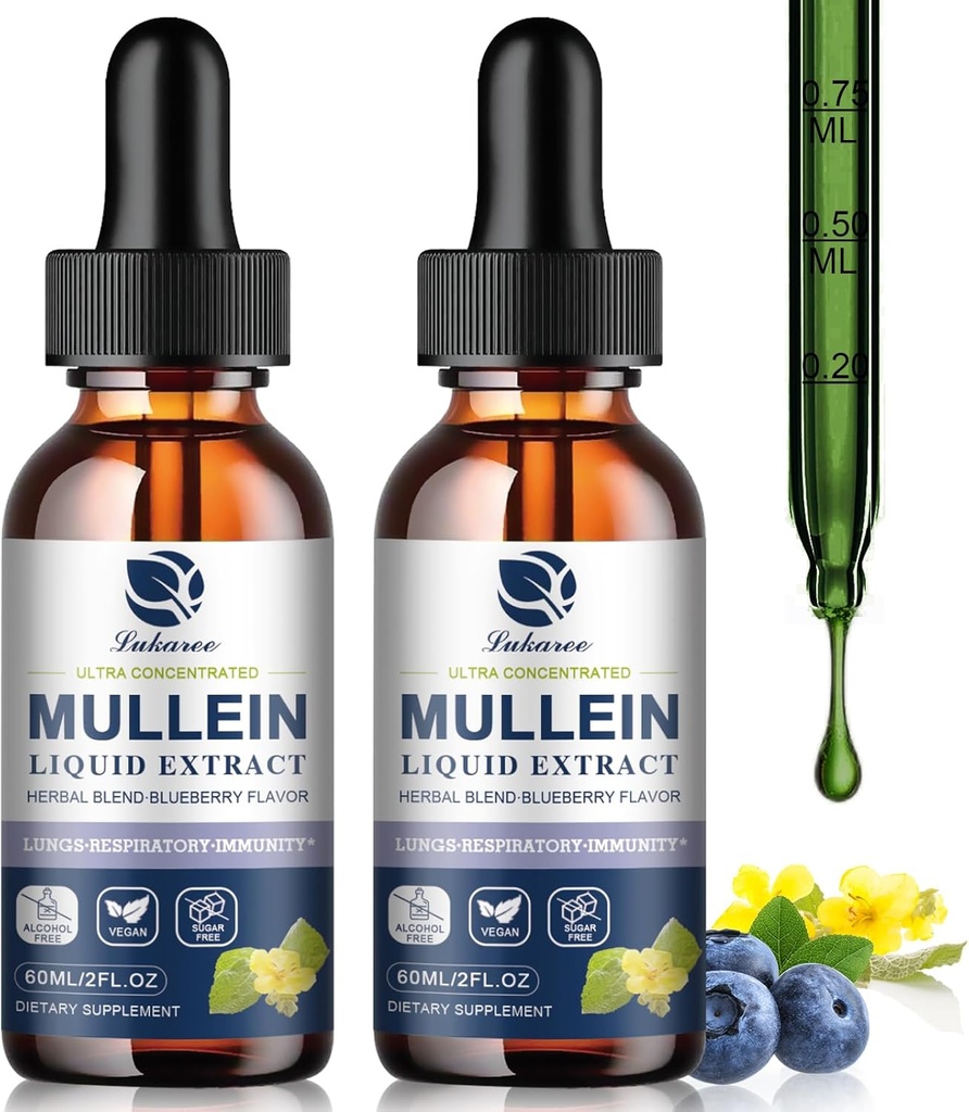 Lungs, Lung Detox & Cleanse, Vegan Mullein 잎 추출물 Chlorophyll Elderberry, etc., 호흡기, 면역, 60의 서빙을 위한 자연적인 초본 보충교재를 가진 Tincture