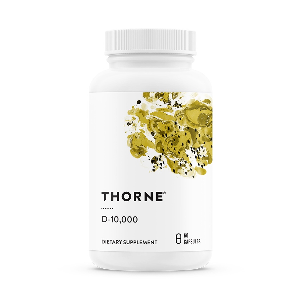 THORNE - 비타민 D3 보충 - 건강한 뼈, 이, 근육, 심혈관 및 면역 기능 지원 * - 글루텐, 낙농장 및 콩 - 10,000 IU - 60 서빙