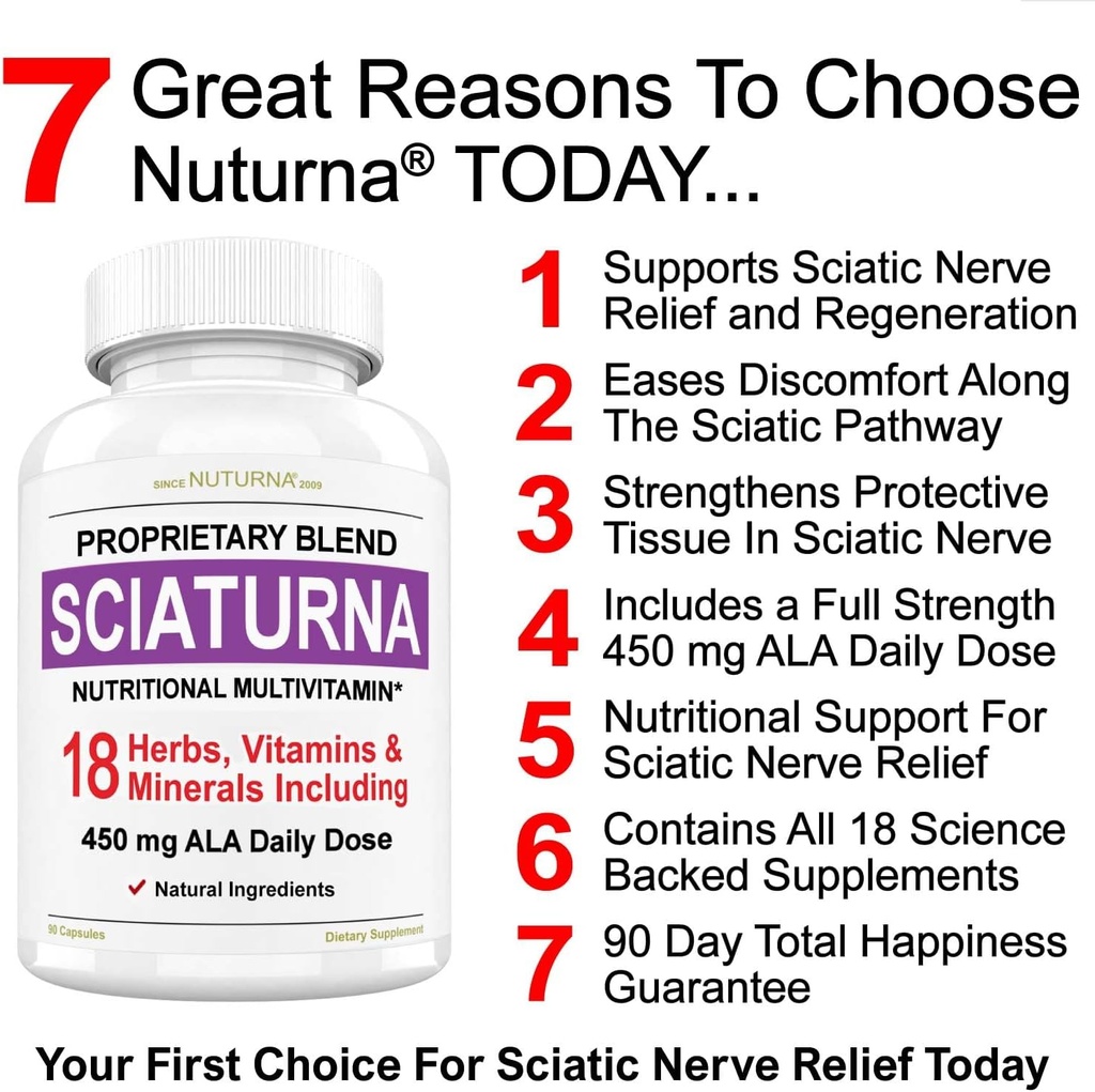 Sciatic Nerve 기복 지원 보충교재 450 mg 알파 Lipoic 산 - 더 낮은 뒤, Hip, Lumbar, Thigh, 다리, 발을 위한 1개의 최고 공식에서 18 - 제일 자연적인 Sciatic Nerve 기복 지원 - 90의 캡슐