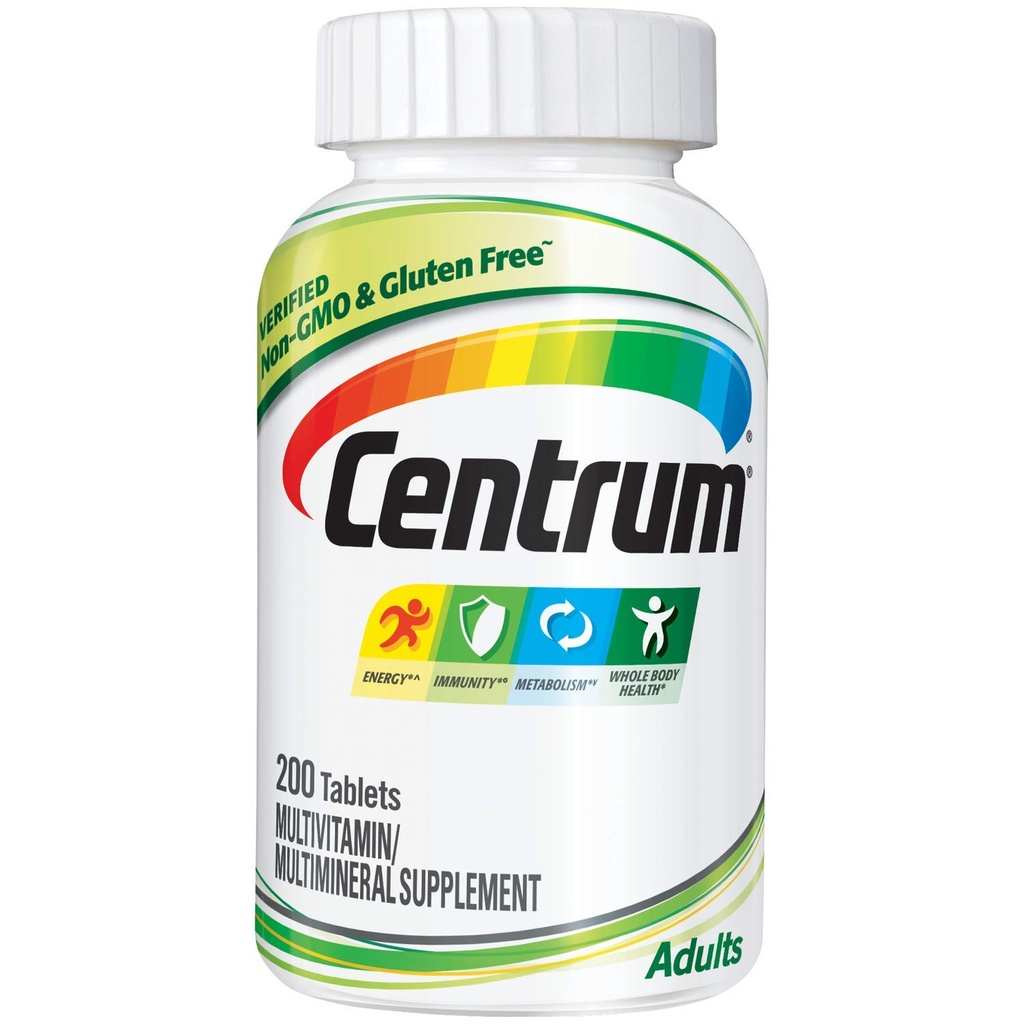 Centrum 성인 Multivitamin / 산화 방지제, 아연, 비타민 D3 및 B 비타민, 글루텐 무료, 비 GMO 성분 - 200 개