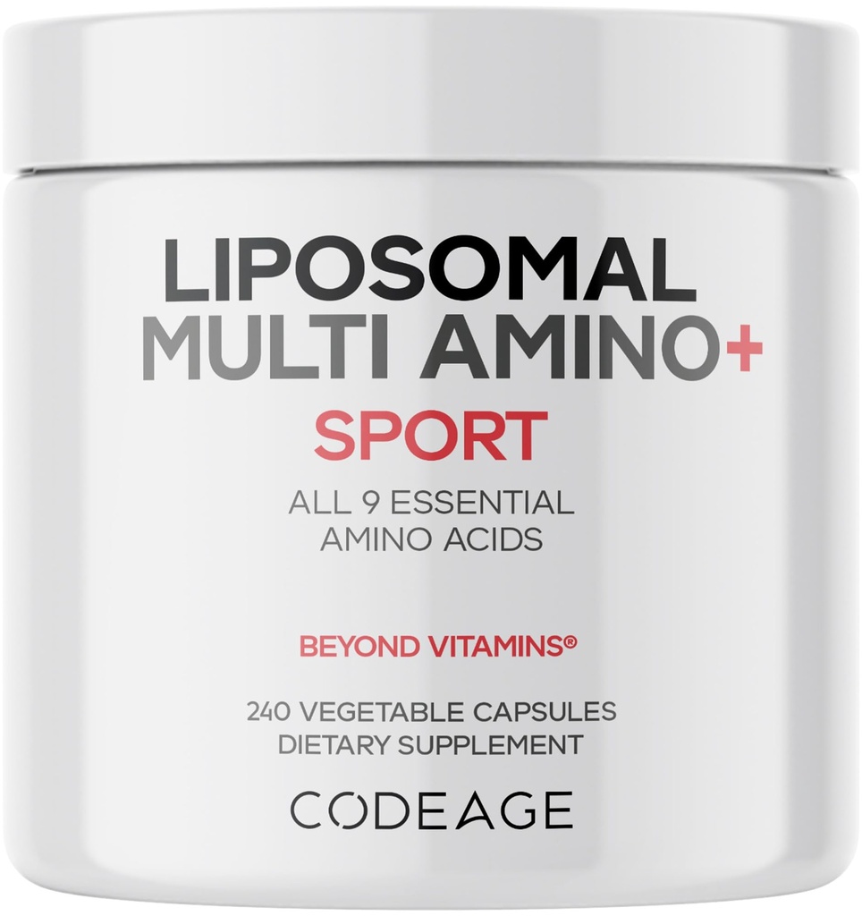 Codeage 다 Amino+ BCAA & EAA 보충교재, 모든 9개의 필수 아미노산, 자유로운 모양 분기된 사슬 아미노산 알약, 스포츠 보충교재, 전 & 포스트 운동, Liposomal 납품, Vegan, 240의 캡슐