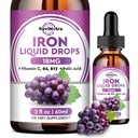 여성, 남성 및 어린이 용 액체 철 보충 - Folate, 비타민 C, B6, B12, Anemia, Red Blood Cell, Energy Support - 포도 맛, 2 Fl Oz