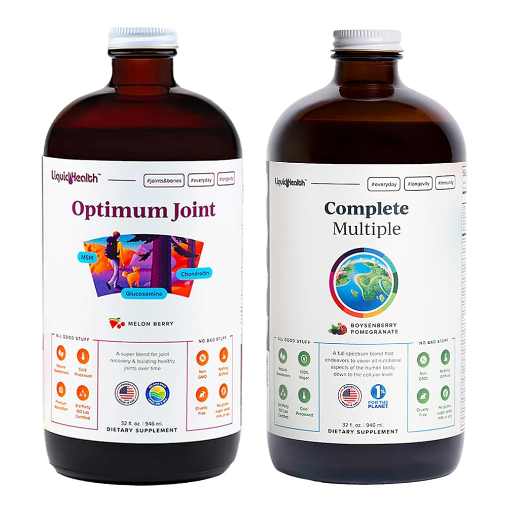 LIQUIDHEALTH 최적 합동 글루코사민 Chondroitin 보충교재 & 남자 & 여자를 위한 완전한 다수 매일 Multivitamin 뭉치 - 면역 지원, 뼈 합동 건강, 전체적인 음식 - 미국은, 비 GMO를 만들었습니다