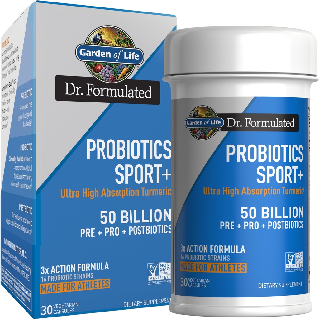 생명 박사의 정원 공식화된 스포츠 Probiotics 소화 보충교재, 여성 & 남자를 위한 유기 Prebiotics, 임상적으로 장식된 심황 Curcumin, 50억 CFU의 Gut 건강, Acidophilus, 30ct