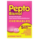Nausea, Heartburn, Indigestion, Upset Stomach 및 Diarrhea를 위한 Pepto Bismol Chewable 정제 - 5개의 증상 빠른 기복, 본래 풍미, 48 ct