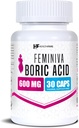 Healthfare Feminiva Boric Acid Vaginal Suppositories | 30 개 | 600mg | Intimate Health Support | 100 % 순수 | 미국