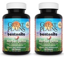 Yerba Prima Great Plains Bentonite Clay Caps Plus Herbal Detox (Pack of 2) - 식품 등급 - Liver & Colon Cleanse 보충 캡슐