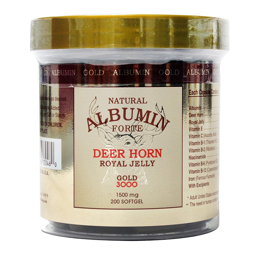 Natural Albumin Forte Deer Horn 로얄 젤리 - 1500mg / 200 Softgel