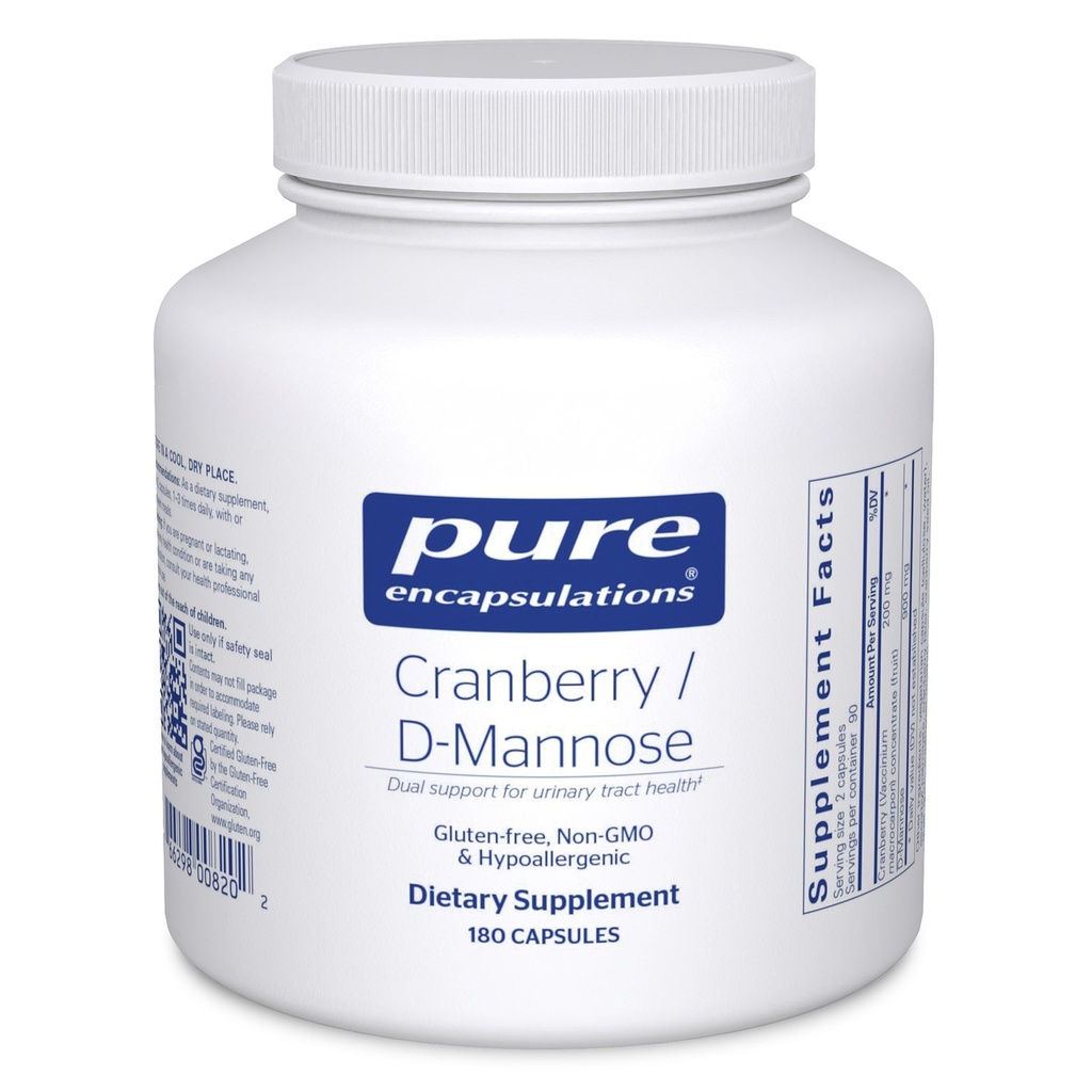 Pure Encapsulations Cranberry D-Mannose - Cranberry Fruit Solids - Vegan & Non-GMO Dietary Supplement - 180 캡슐과 함께 Urinary Tract Health* 지원
