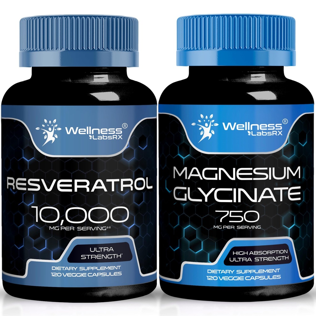 WELLNESS LABSRX Resveratrol 캡슐 10000 - 마그네슘 글리세라이드 캡슐
