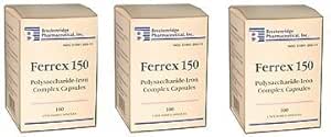 Ferrex 150 다당류 철 복합 캡슐 Breckenridge - 100 Ea 대리석 의료