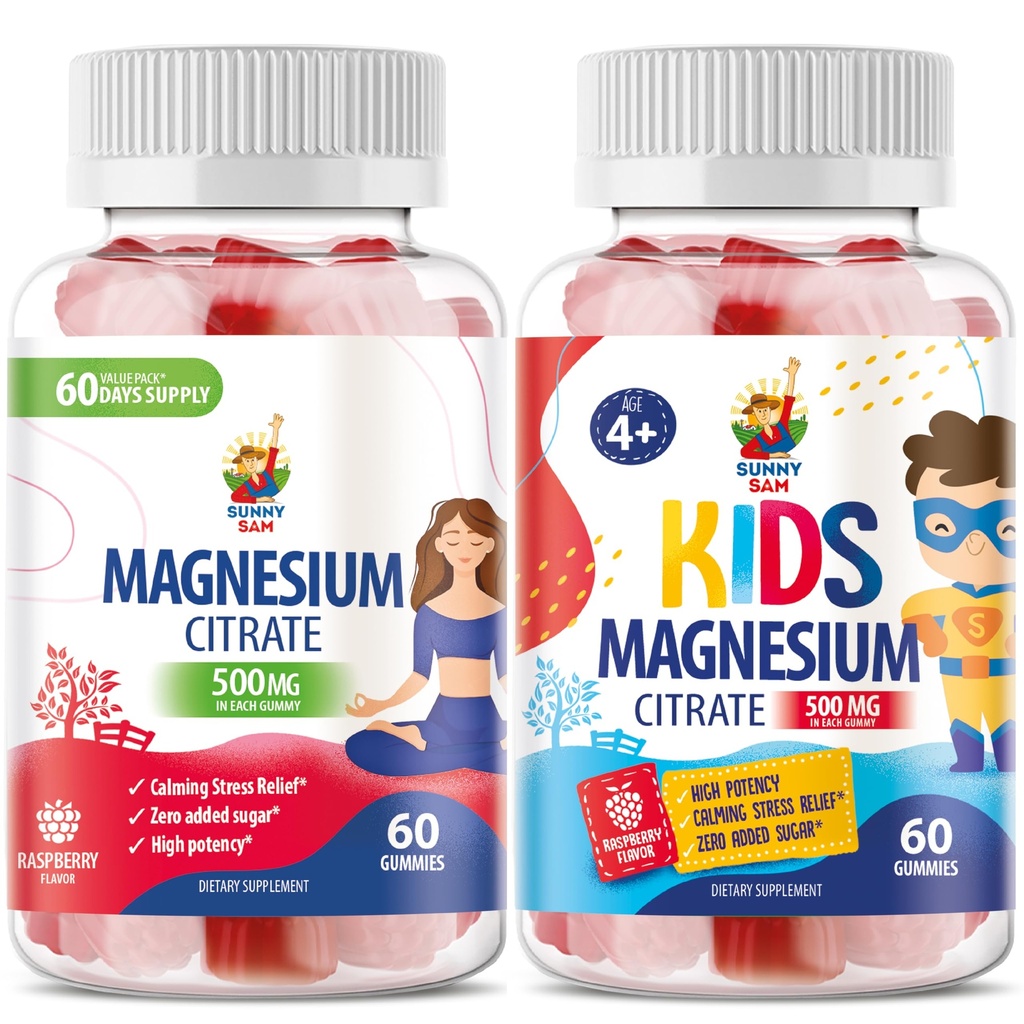 어린이 및 성인을위한 마그네슘 Gummies - 500mg - Calm 마그네슘 Chews - 무드 및 근육 지원을위한 마그네슘 Citrate Chewable Supplement