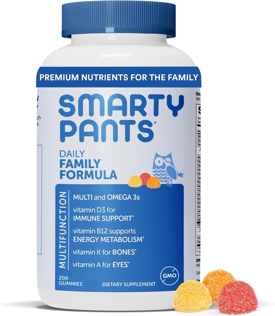 남자를 위한 SmartyPants Multivitamin, 여자 & 아이들: Omega 3 물고기 기름 (EPA/DHA), Methylfolate, 비타민 D3, C, 비타민 B12, B6, 비타민 A, K & 아연, 200 조사 (30 일 공급)를 가진 비타민 Gummies