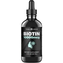 액체 Biotin 10,000 mcg 비타민 C - 높은 효능 헤어, 피부 및 네일 지원 - 빠른 흡수 Biotin Drops - 60 일 공급 - 2 oz
