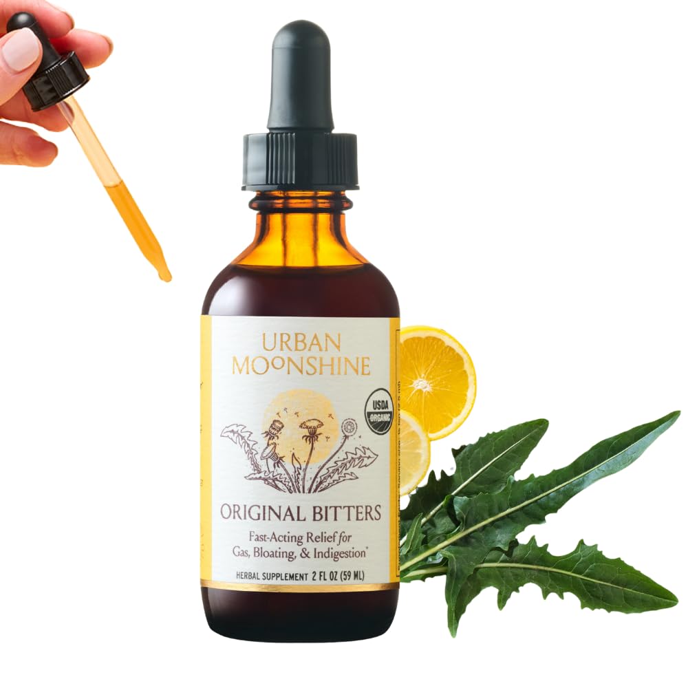 도시 Moonshine Original Digestive Bitters - Debloat - Gut Health - Appetite Regulation - 소화 지원 - 인증 유기농 - Dandelion Root - Burdock Root - 2 Fl Oz