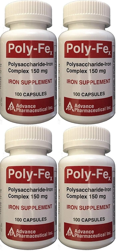 다당류 철 단지 150 mg 캡슐 철 보충교재 4의 병 팩 당 100 캡슐 총 400의 캡슐