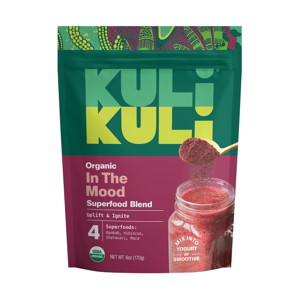 Kuli Kuli Mood Magic 6 oz Organic Uplifting Superfood Powder - Maca, Baobab, Hibiscus 및 Cinnamon의 강력한 혼합 - Mood, Stress Reduction, Cognitive Function을위한 Superfood 파우더 혼합