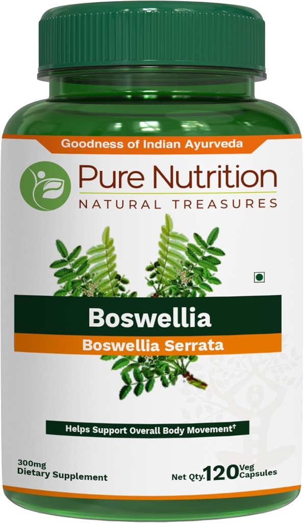 순수한 영양 Boswellia Serrata 15:1 추출물 600mg | 120 모자 | 분 65% Boswellic 산 | 각 서빙 제안 600mg 15:1 추출물 동등한 9000mg 익지않는 Boswellia 분말 | 비 GMO
