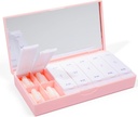 PORT X POLISH Designer Weekly Pill Box 주최자 (AM / PM 2X Daily, Blush Pink) | 컴팩트, 세련된 7 일 비타민 보충 케이스 | 귀여운 휴대용 미니 여행 의학 캐리어 | BPA-Free Pillbox Caddy