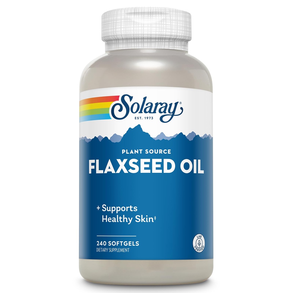 SOLARAY Flaxseed Oil 3000 mg with Omega 3 6 9, Flax Seed Softgels for Skin Health, Triple Omega Supplement, Non-GMO, Gluten Free, Lab Verified - 60 일 보증 - 80 서빙, 240 Softgels