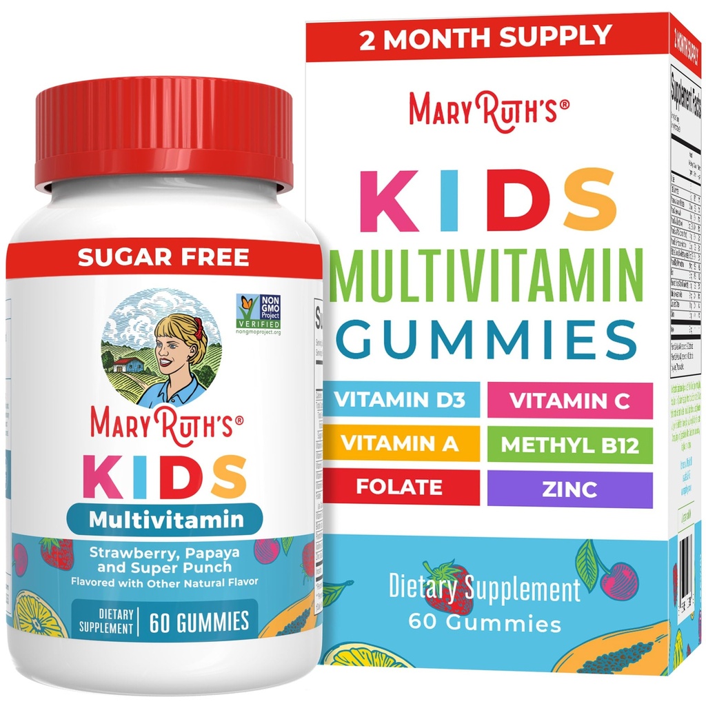 MaryRuth Organics Kids Vitamins | 멀티 | 슈가프리 | 2개월 공급 | 아이 멀티 비타민 Gummies for Ages 2+ | Vegan | 1 Gummy a Day | 60 Count