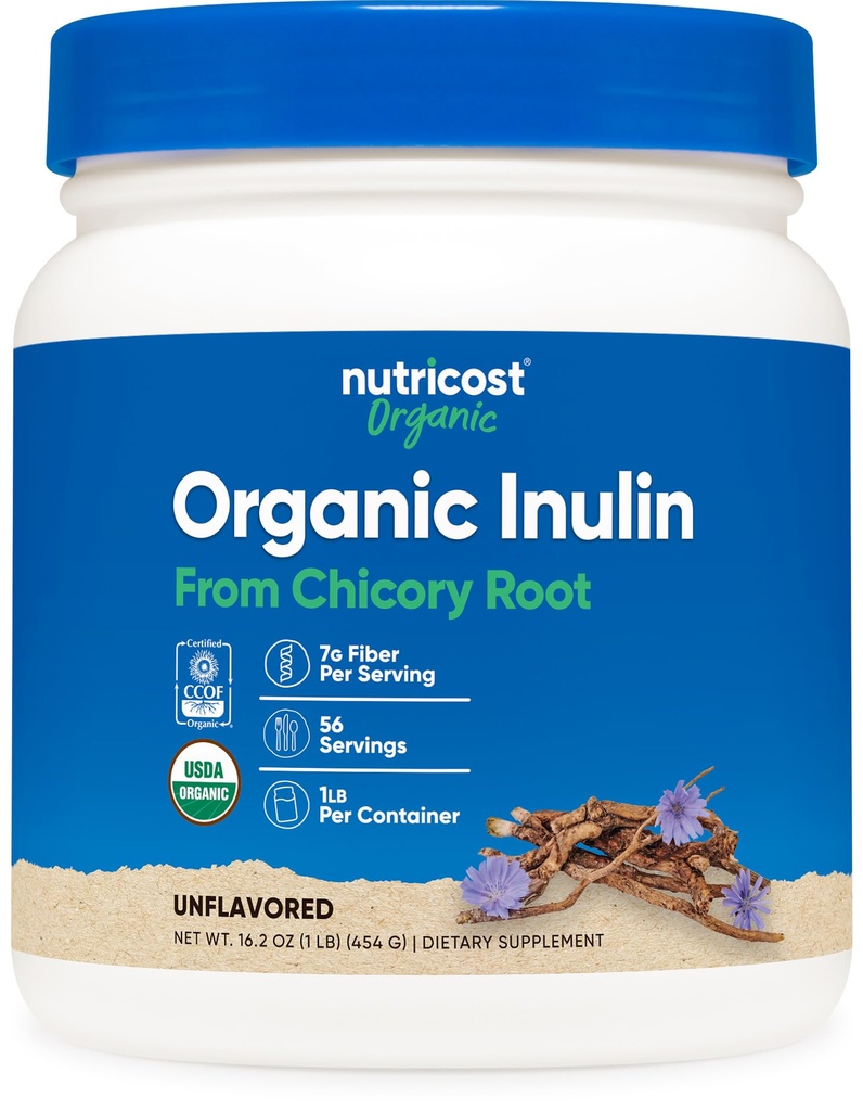 Nutricost 유기 Inulin 분말 1LB (454 그램) 봉사 당 섬유의 7개 그램 - Chicory 뿌리에서 - 증명된 USDA 유기