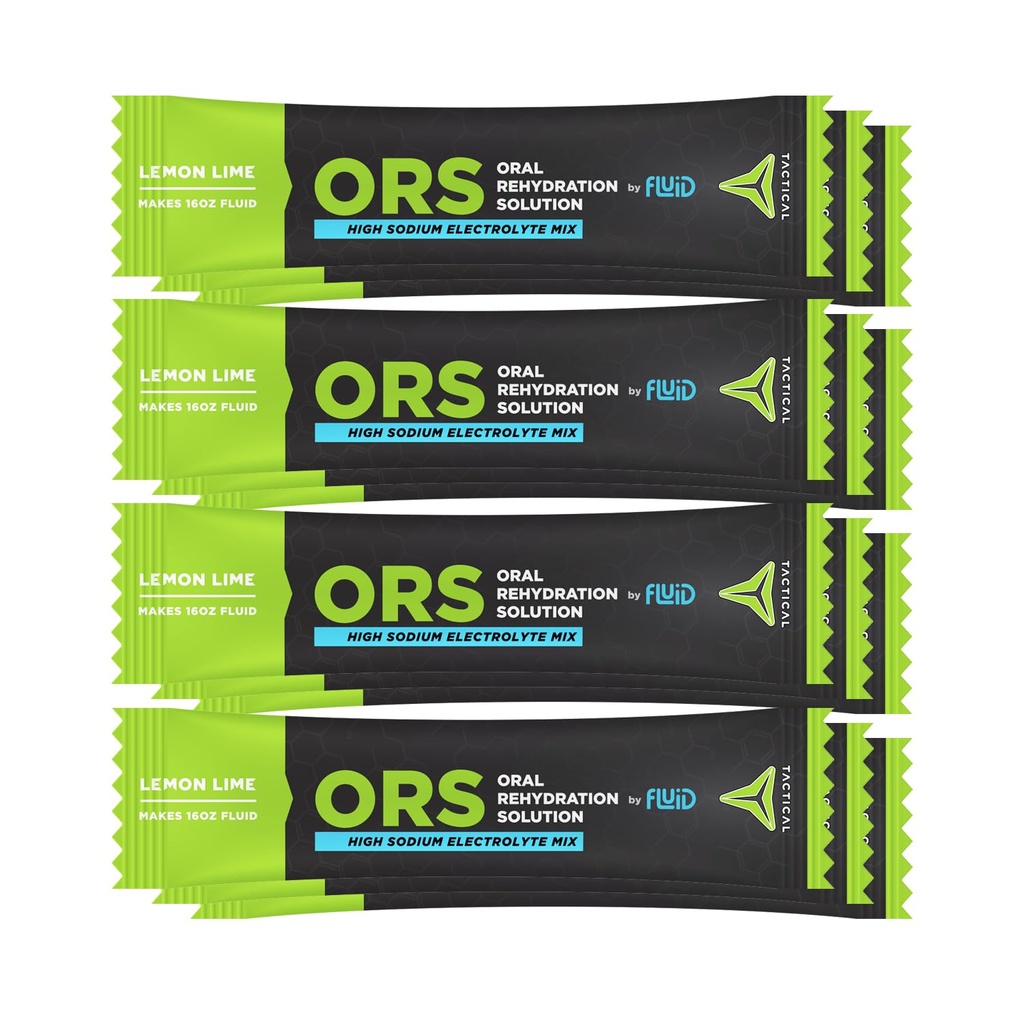 유체 전술 - ORS (Oral Rehydration Solution), Recover Faster, Extreme Dehydration Electrolytes, 12pack (Lemon Lime)