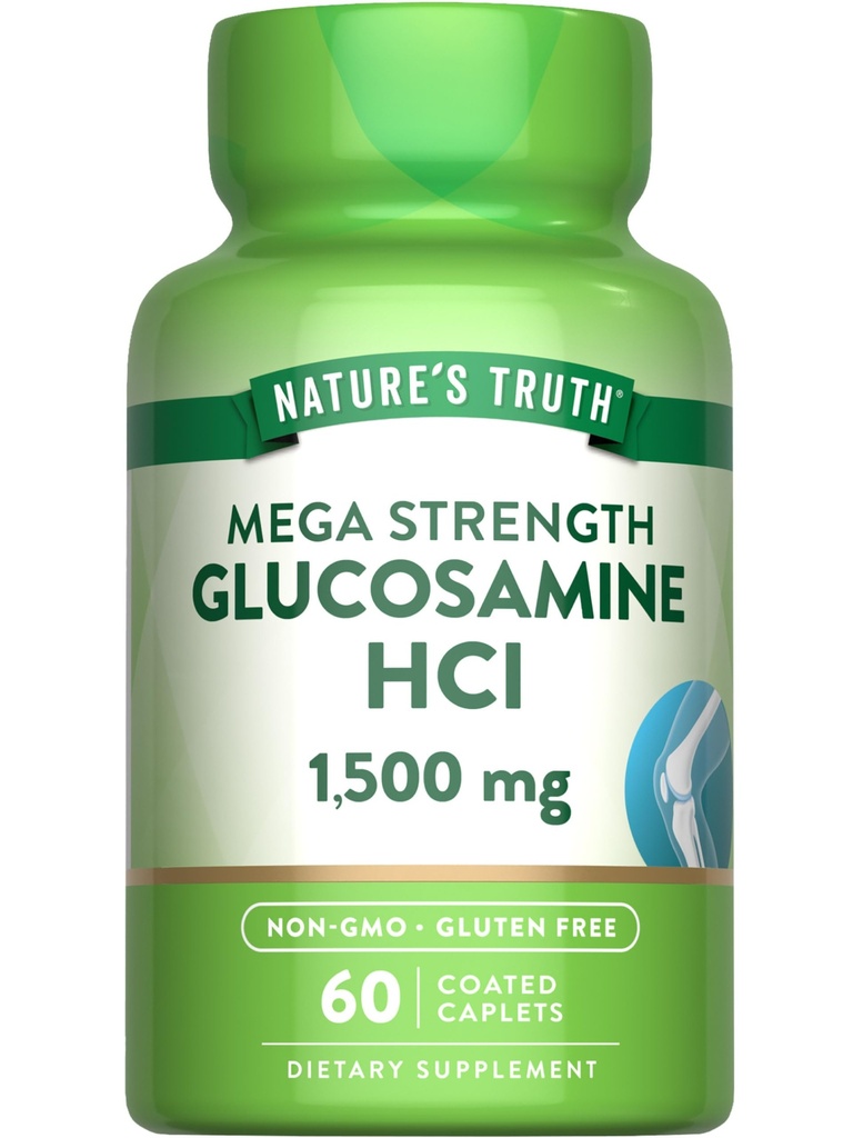 자연의 진실 글루코사민 HCI 1500mg | 60 캡슐 | Mega Strength | Non-GMO & 글루텐 무료 보충