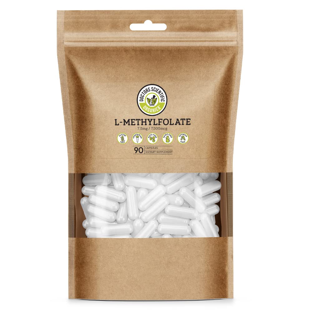 DSO L Methylfolate 7.5mg (5 MTHF 보충교재) - 90 Vegan 캡슐 (7.5 mg) - Homocysteine 통제를 위한 활동적인 L 메틸 Folate 보충교재 - Folic 산 비타민 - Eco 친절한 포장