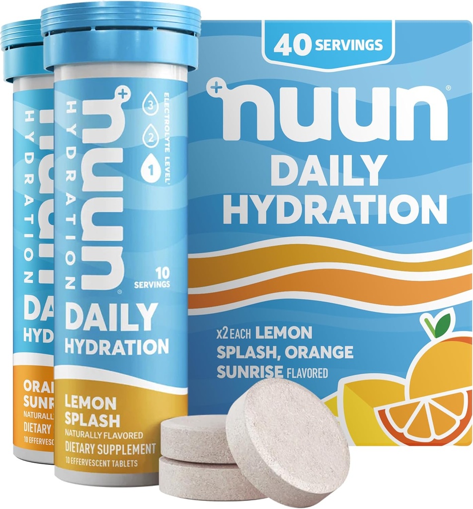Nuun 매일 마그네슘, 칼슘, 칼륨, 염화물 및 나트륨, 글루텐 무료, 설탕 무료, & 채식주의자, 혼합 감귤류 맛, 4 팩 (40 서빙 총)