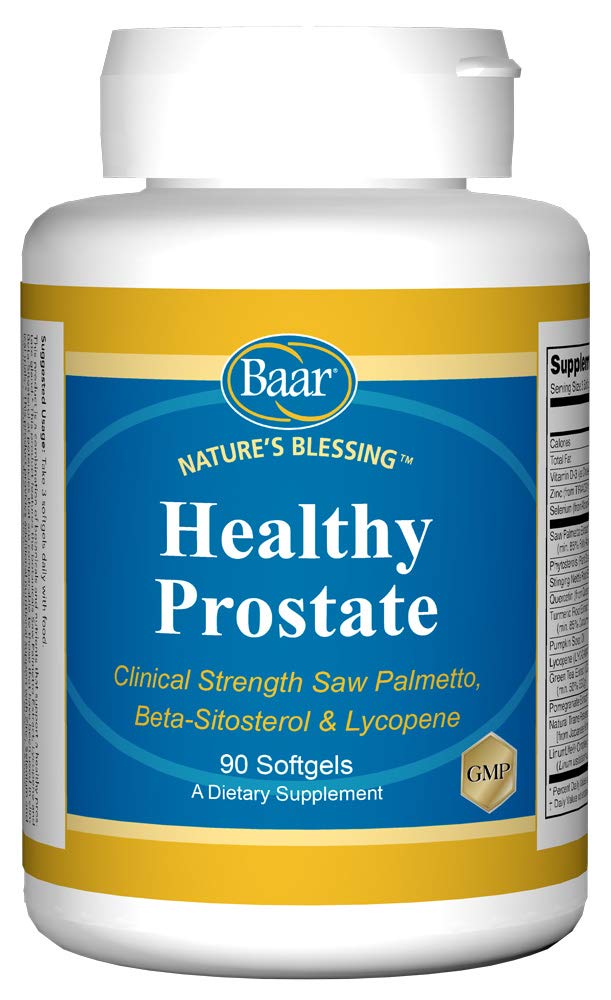 Baar Nature's Blessing Healthy Prostate Softgels, 임상 강도 톱 Palmetto, Beta-Sitosterol & Lycopene, 90 Softgels