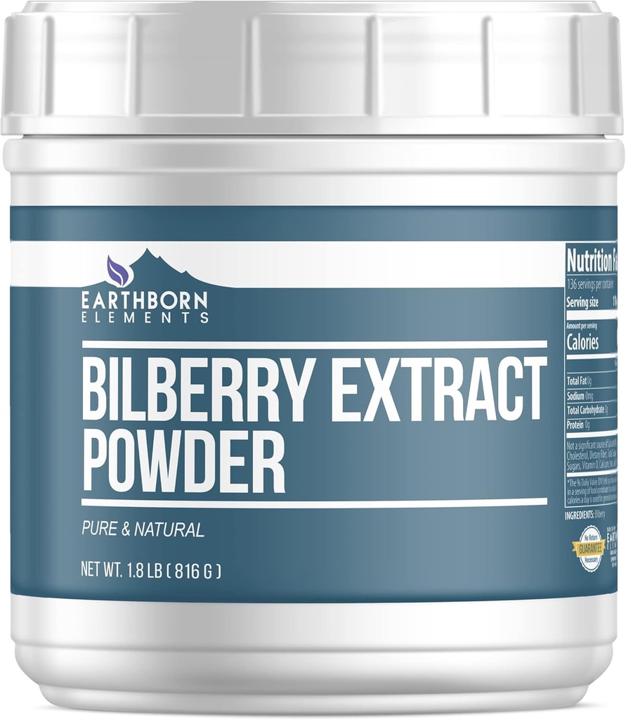 Earthborn 성분 Bilberry 추출물 분말 1.8 lb, 순수한 & 자연적인, Smoothies & Shakes