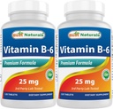 최고의 자연 비타민 B6 25mg, 120 정제 (120 개)