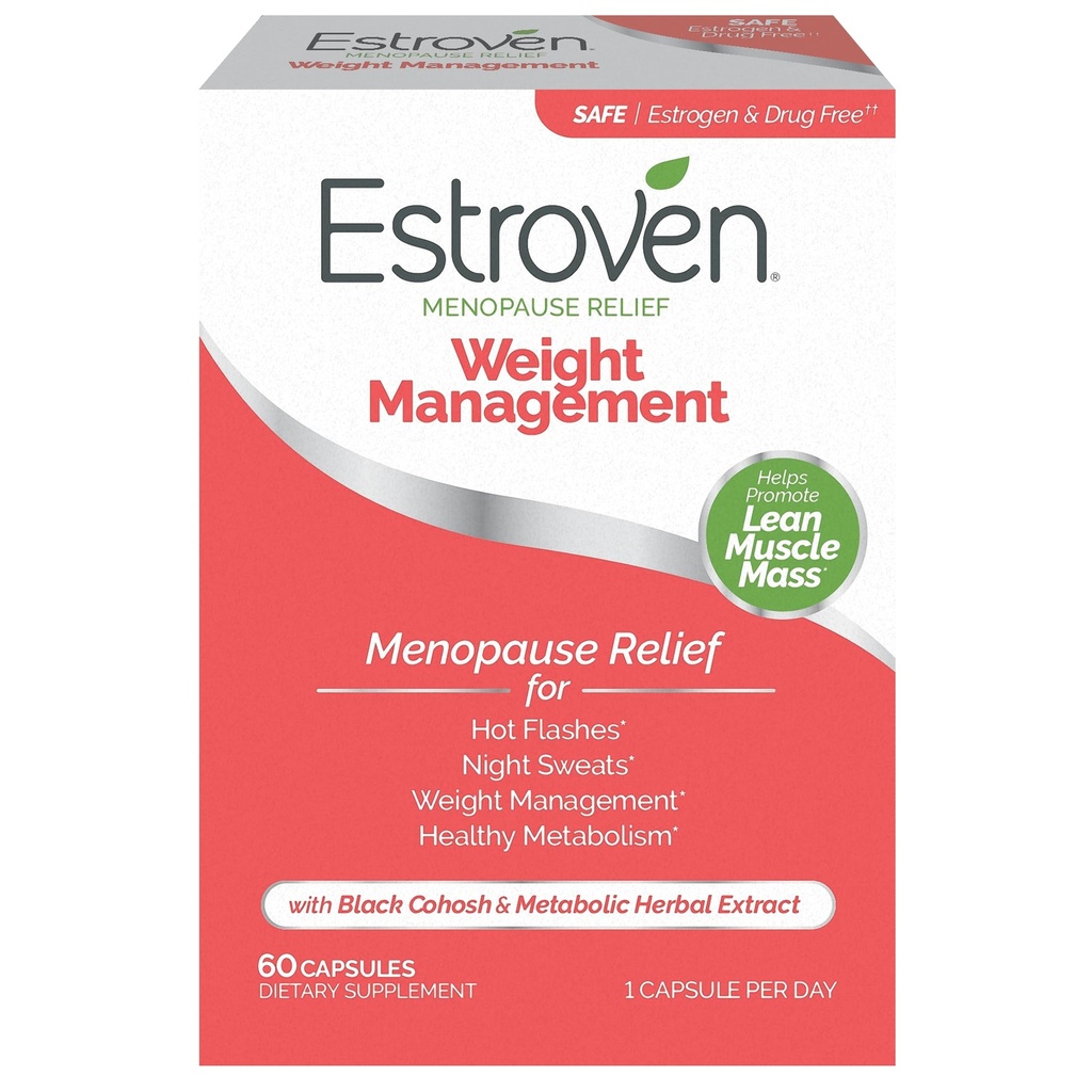 Menopause Relief 용 Estroven 무게 관리 - 60 Ct. - 임상적으로 입증 된 성분 도움말 무게를 관리, 밤 땀 & 핫 플래시 구호 - 약물 무료 및 글루텐 무료 제공
