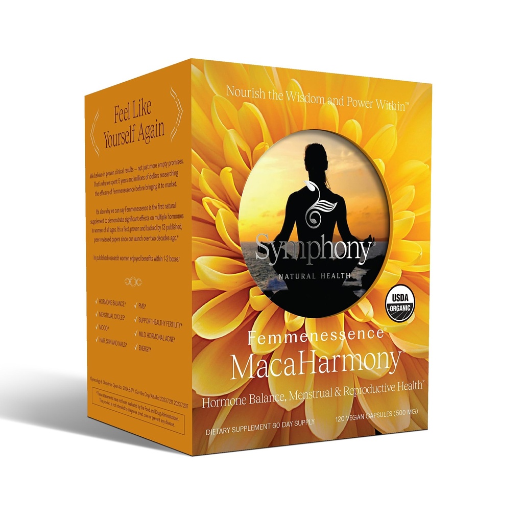 Femmenessence MacaHarmony – 여성, 일반 생리주기, PMS, 여드름, 건강한 피부, Fertility, 천연 유기 마카 캡슐 (120)에 대한 지원 호르몬 균형에 과학적으로 입증