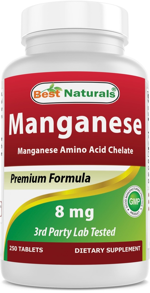 제일 자연적인 망간 ( 망간 아미노산 킬레이트) 8 mg- 250의 정제