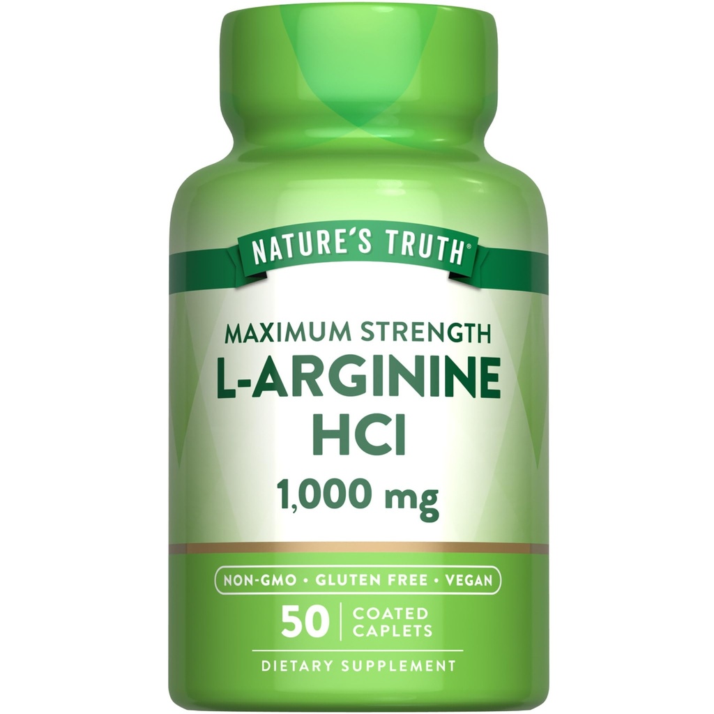 Nature's Truth L-Arginine HCL 1000mg | 50 Caplets | 필수 아미노산 보충 | Vegan, Non-GMO & 글루텐 무료 보충