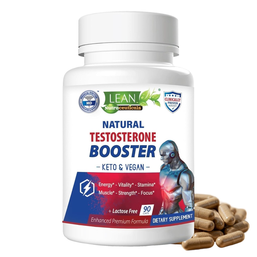 남자를 위한 LEAN Nutra 테스토스테론 승압기 – Tongkat Ali, DHEA, Maca 뿌리, Tribulus, Horny Goat Weed, 아연, Boron, D-Aspartic 산을 가진 자연적인 Vegan 보충교재 – Boost 힘, 에너지, 근육 – 90의 모자