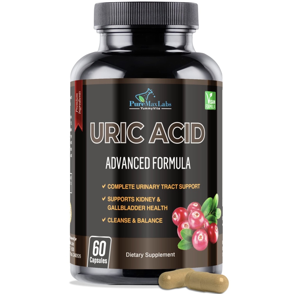 Uric Acid Advanced Formula – Kidney, Liver, Gallbladder, Cranberry, Chanca Piedra, Tart Cherry, 우유 이틀 및 Bromelain 60 캡슐과 함께 Urinary Tract Cleanse